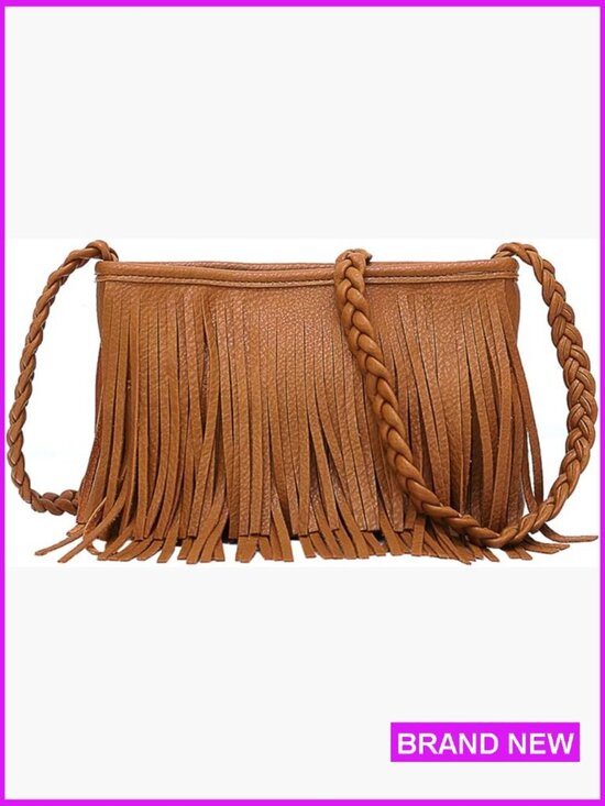 Handbags - Fringe Crossbody Bag Bohemian Sling Purse Lightweight Leather Shoulder Bag